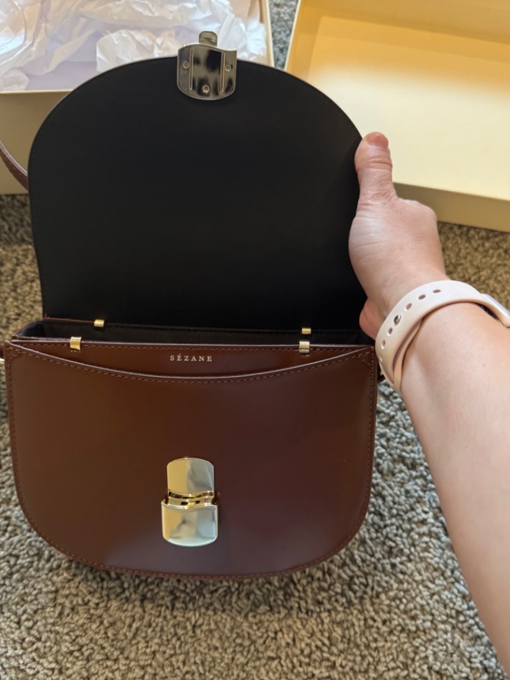Sezane Claude Bag Glossy Chocolate - Picture 6 of 7